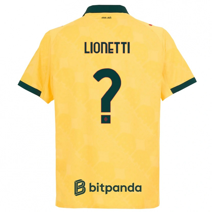 Danxen Femme Maillot Francesco Lionetti #0 Jaune Noir Troisieme 2025/26 T-Shirt
