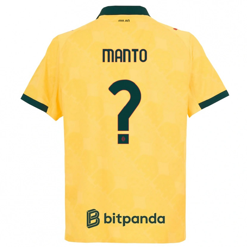Danxen Femme Maillot Gaetano Manto #0 Jaune Noir Troisieme 2025/26 T-Shirt