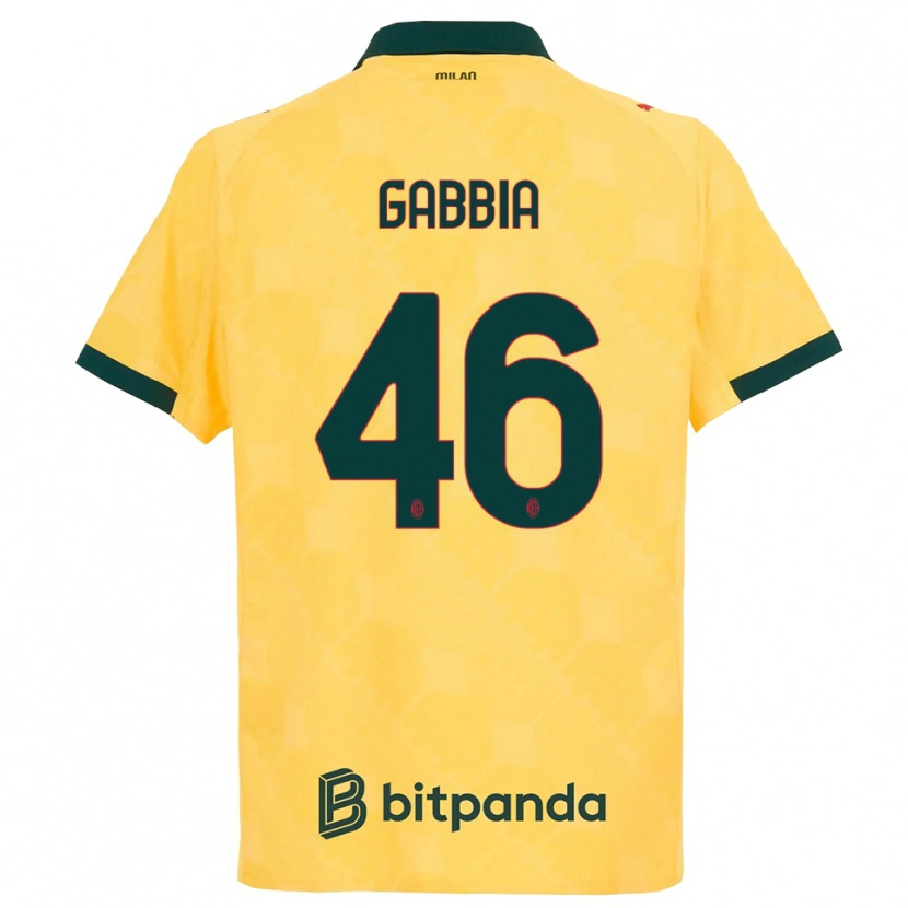 Danxen Femme Maillot Matteo Gabbia #46 Jaune Noir Troisieme 2025/26 T-Shirt