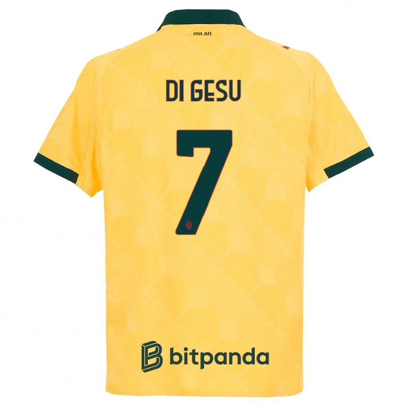 Danxen Femme Maillot Enrico Di Gesu #7 Jaune Noir Troisieme 2025/26 T-Shirt