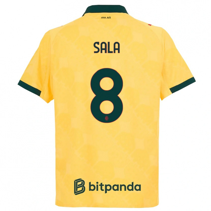 Danxen Femme Maillot Emanuele Sala #8 Jaune Noir Troisieme 2025/26 T-Shirt