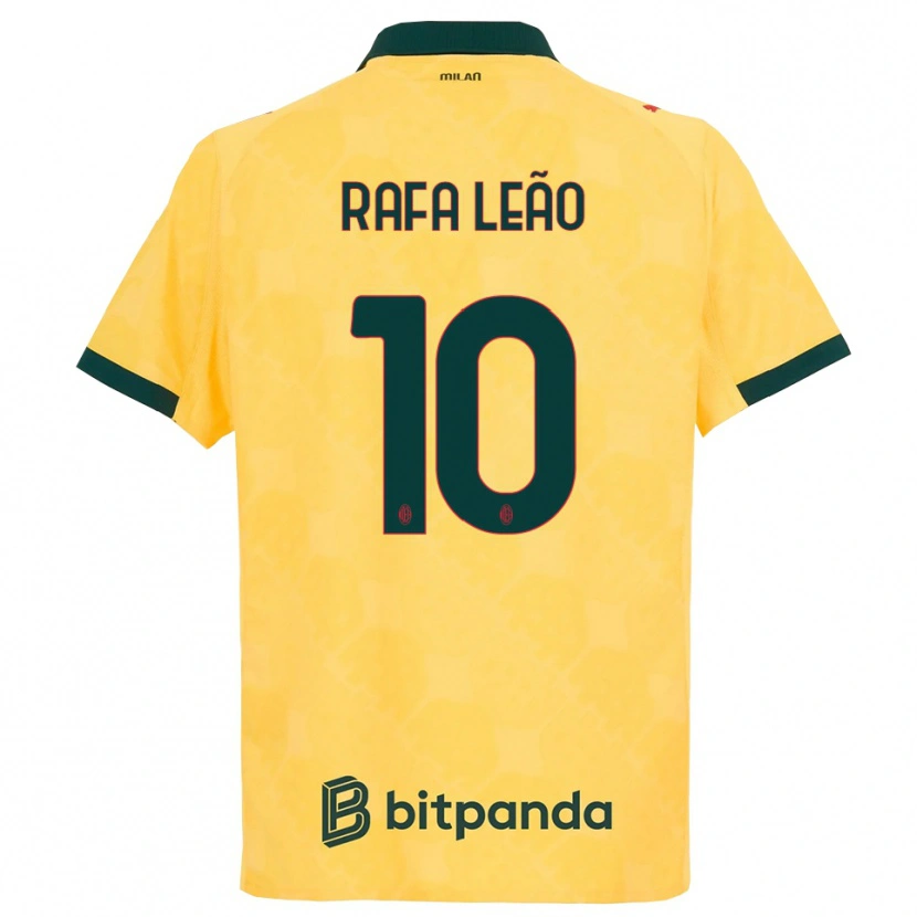 Danxen Femme Maillot Rafael Leão #10 Jaune Noir Troisieme 2025/26 T-Shirt