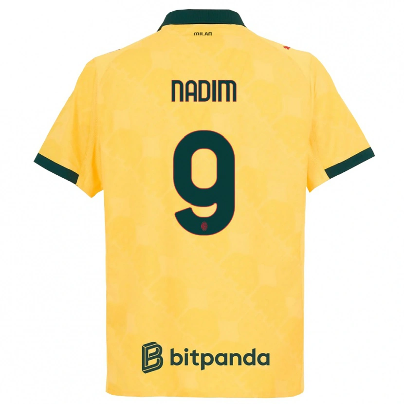 Danxen Femme Maillot Nadia Nadim #9 Jaune Noir Troisieme 2025/26 T-Shirt