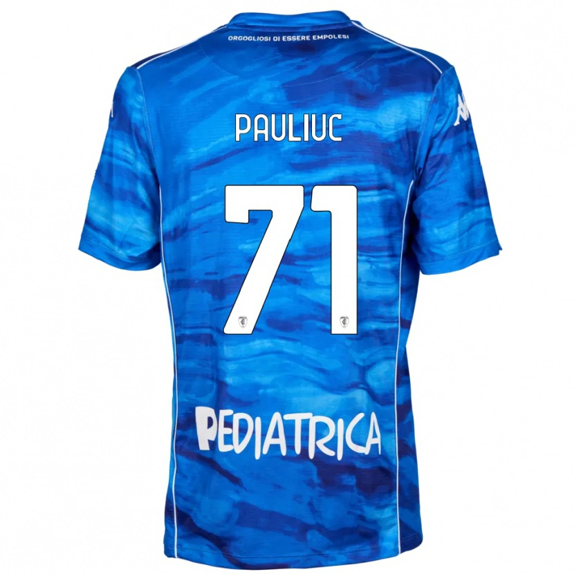 Danxen Enfant Maillot Nicolò Pauliuc #71 Bleu Blanc Tenues Domicile 2025/26 T-Shirt