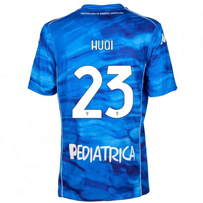 Danxen Enfant Maillot Mattia Huqi #23 Bleu Blanc Tenues Domicile 2025/26 T-Shirt