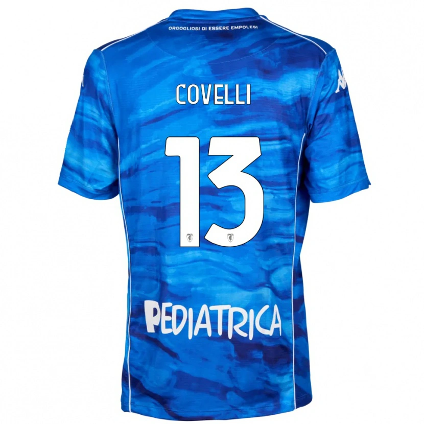 Danxen Enfant Maillot Cristian Covelli #13 Bleu Blanc Tenues Domicile 2025/26 T-Shirt