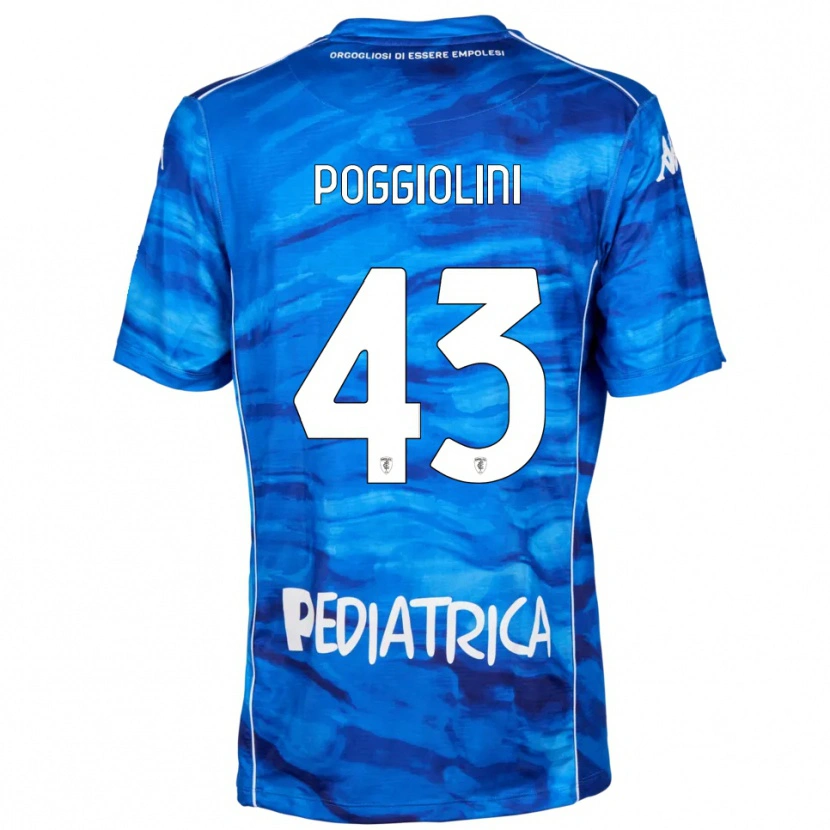 Danxen Enfant Maillot Duccio Poggiolini #43 Bleu Blanc Tenues Domicile 2025/26 T-Shirt