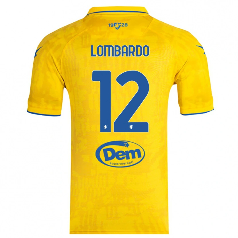 Danxen Enfant Maillot Alessandro Lombardo #12 Jaune Bleu Tenues Domicile 2025/26 T-Shirt