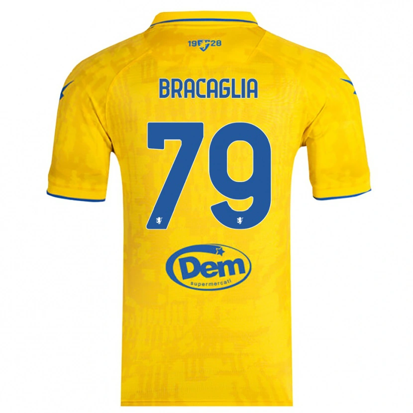 Danxen Enfant Maillot Gabriele Bracaglia #79 Jaune Bleu Tenues Domicile 2025/26 T-Shirt