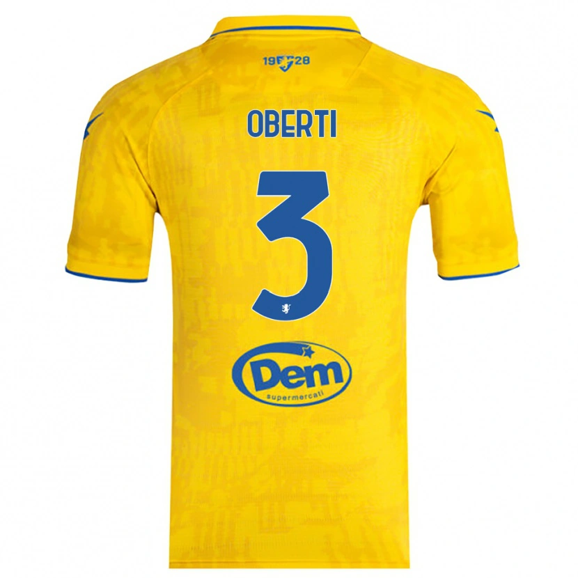 Danxen Enfant Maillot Matteo Oberti #3 Jaune Bleu Tenues Domicile 2025/26 T-Shirt