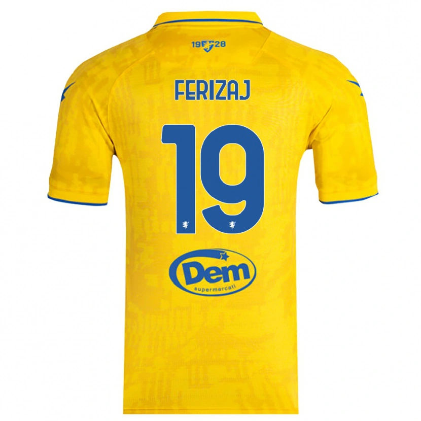 Danxen Enfant Maillot Justin Ferizaj #19 Jaune Bleu Tenues Domicile 2025/26 T-Shirt