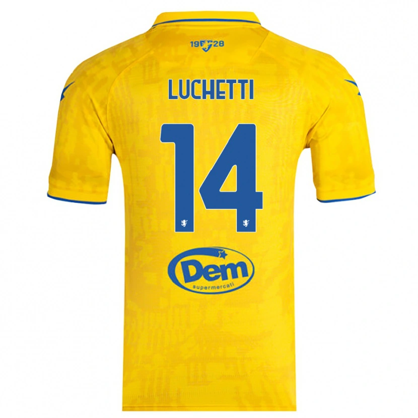 Danxen Enfant Maillot Alessandro Luchetti #14 Jaune Bleu Tenues Domicile 2025/26 T-Shirt