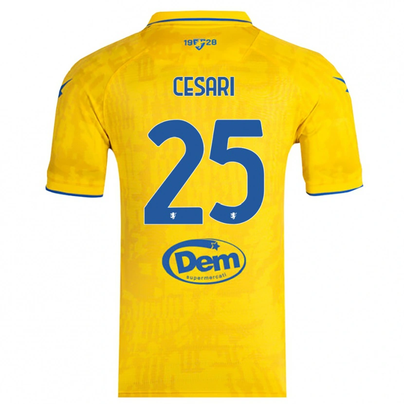Danxen Enfant Maillot Nicolò Cesari #25 Jaune Bleu Tenues Domicile 2025/26 T-Shirt