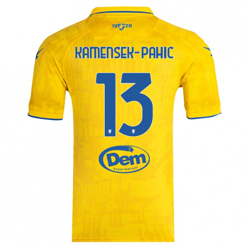 Danxen Enfant Maillot Matjaz Kamensek-Pahic #13 Jaune Bleu Tenues Domicile 2025/26 T-Shirt