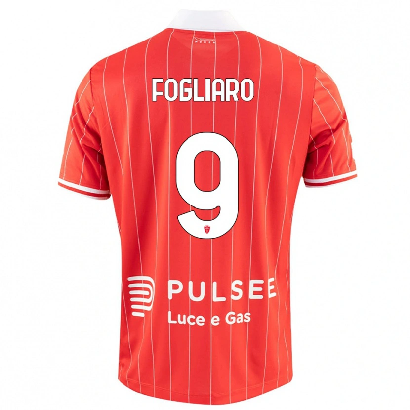 Danxen Enfant Maillot Christian Fogliaro #9 Rouge Blanc Tenues Domicile 2025/26 T-Shirt