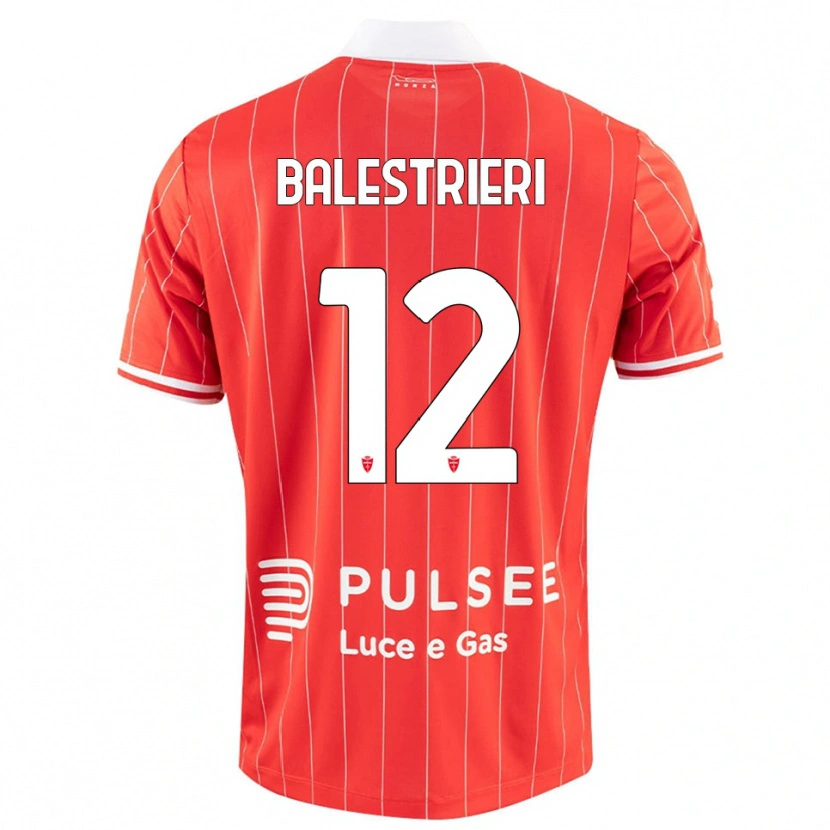 Danxen Enfant Maillot Alessandro Balestrieri #12 Rouge Blanc Tenues Domicile 2025/26 T-Shirt