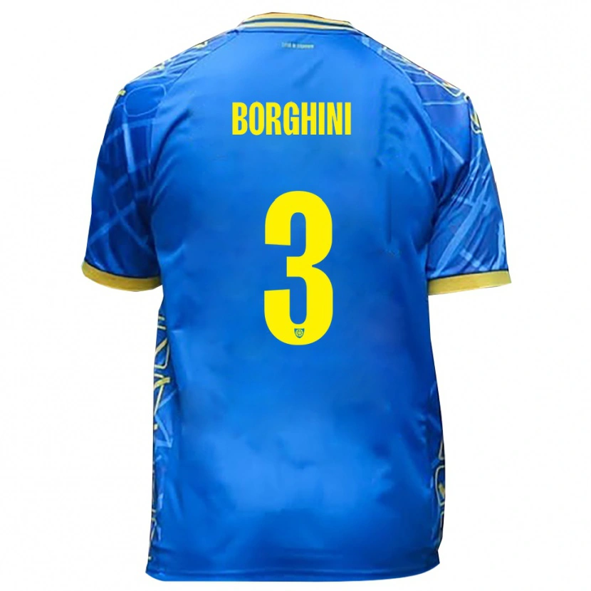 Danxen Enfant Maillot Giacomo Borghini #3 Bleu Ciel Jaune Tenues Domicile 2025/26 T-Shirt