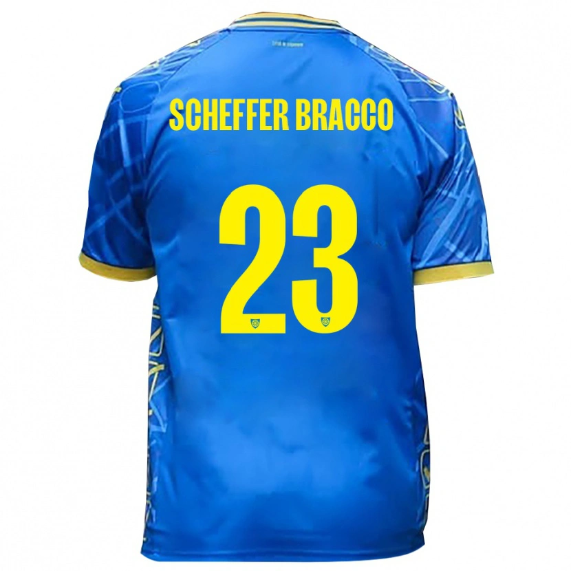 Danxen Enfant Maillot Mateo Scheffer Bracco #23 Bleu Ciel Jaune Tenues Domicile 2025/26 T-Shirt
