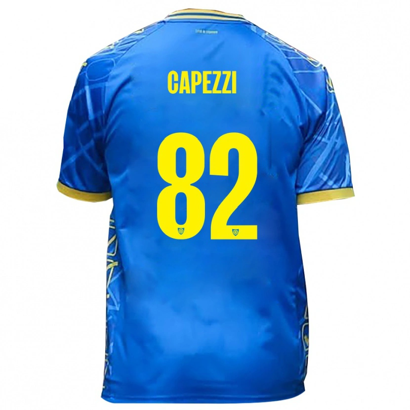 Danxen Enfant Maillot Leonardo Capezzi #82 Bleu Ciel Jaune Tenues Domicile 2025/26 T-Shirt