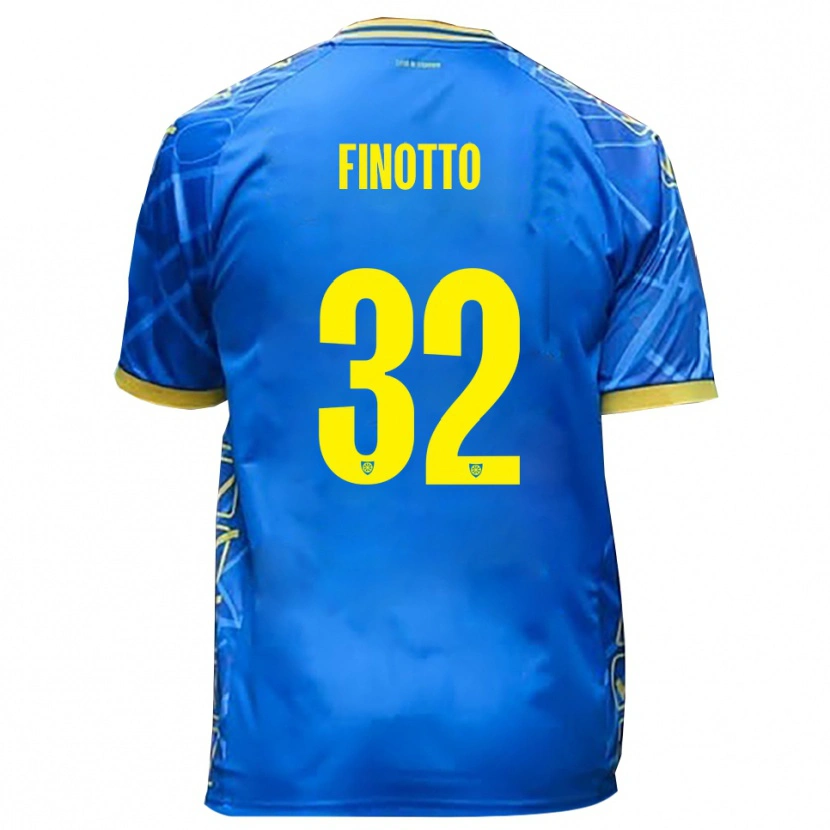 Danxen Enfant Maillot Mattia Finotto #32 Bleu Ciel Jaune Tenues Domicile 2025/26 T-Shirt