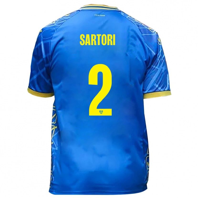 Danxen Enfant Maillot Edoardo Sartori #2 Bleu Ciel Jaune Tenues Domicile 2025/26 T-Shirt