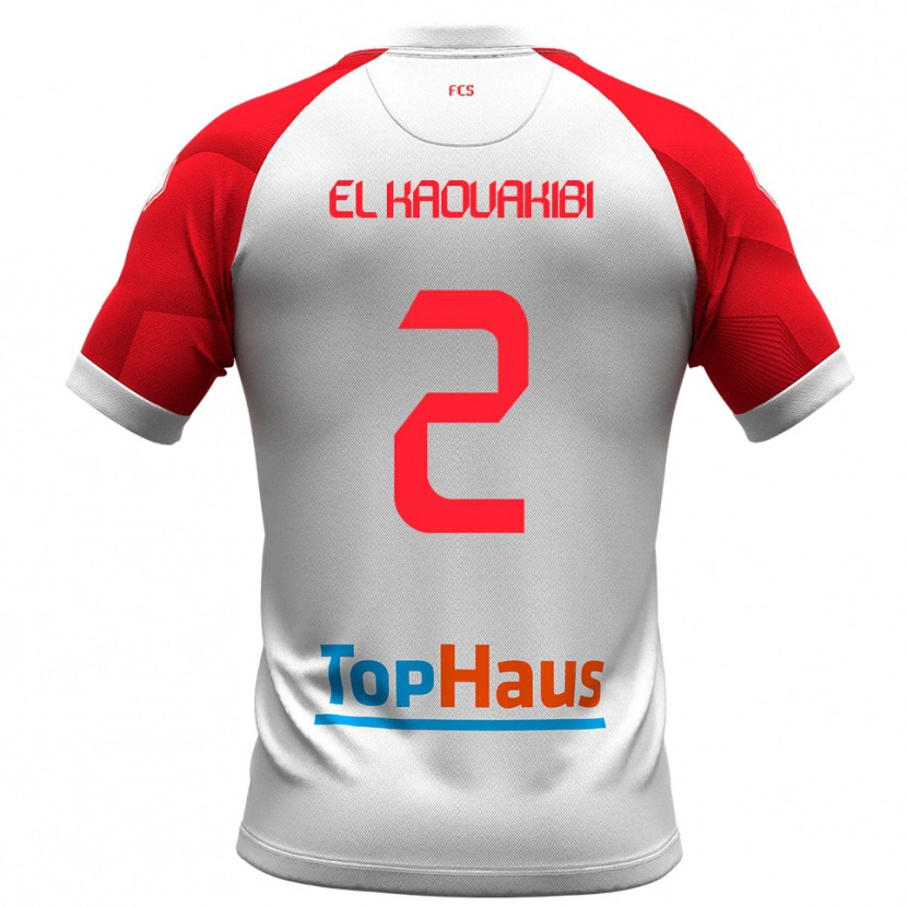 Danxen Enfant Maillot Hamza El Kaouakibi #2 Blanc Rouge Tenues Domicile 2025/26 T-Shirt