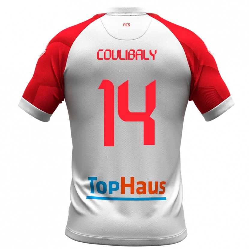 Danxen Enfant Maillot Mamadou Coulibaly #14 Blanc Rouge Tenues Domicile 2025/26 T-Shirt
