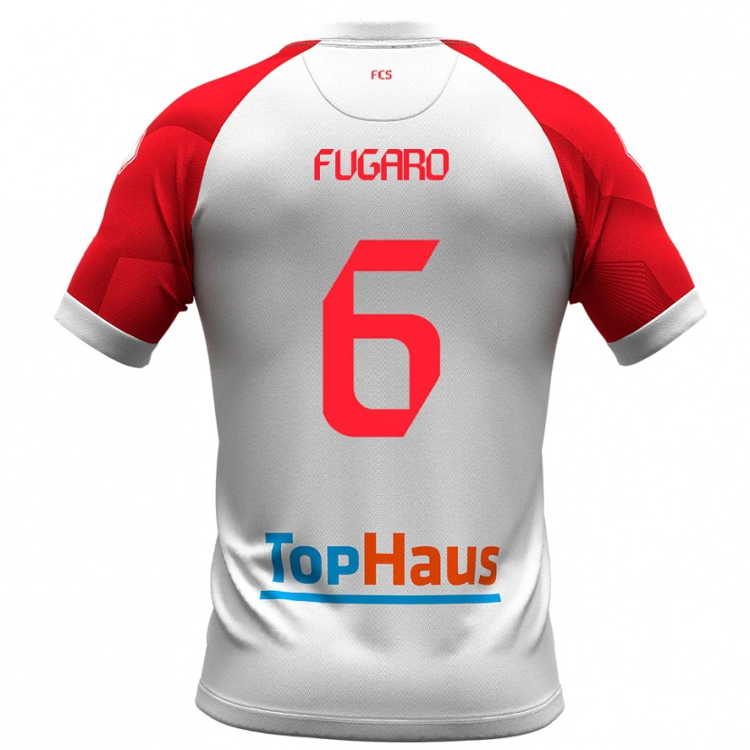 Danxen Enfant Maillot Matteo Fugaro #6 Blanc Rouge Tenues Domicile 2025/26 T-Shirt