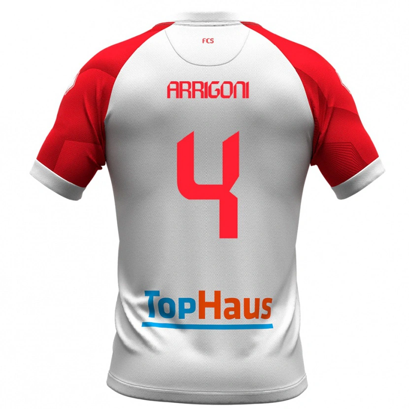 Danxen Enfant Maillot Tommaso Arrigoni #4 Blanc Rouge Tenues Domicile 2025/26 T-Shirt