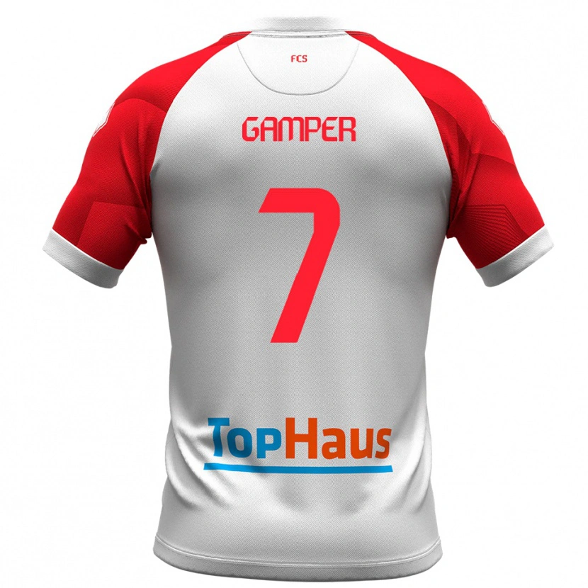 Danxen Enfant Maillot Hannes Gamper #7 Blanc Rouge Tenues Domicile 2025/26 T-Shirt