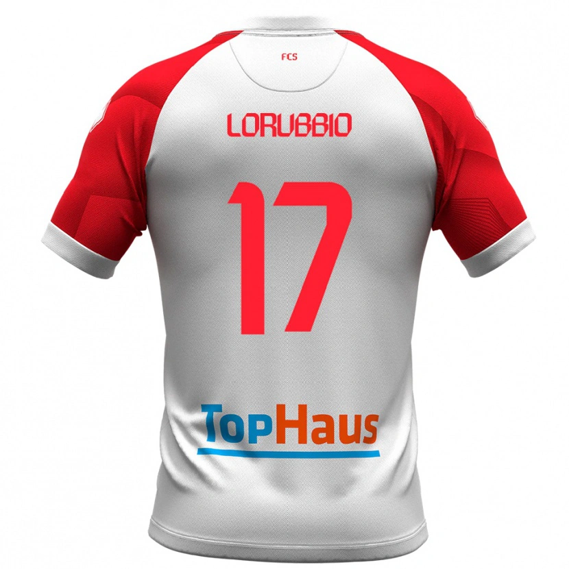 Danxen Enfant Maillot Domenico Lorubbio #17 Blanc Rouge Tenues Domicile 2025/26 T-Shirt