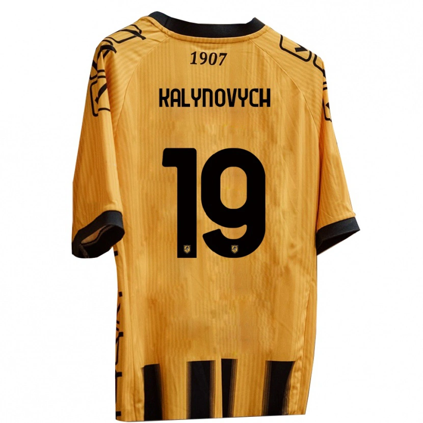 Danxen Enfant Maillot Igor Kalynovych #19 Jaune Noir Tenues Domicile 2025/26 T-Shirt