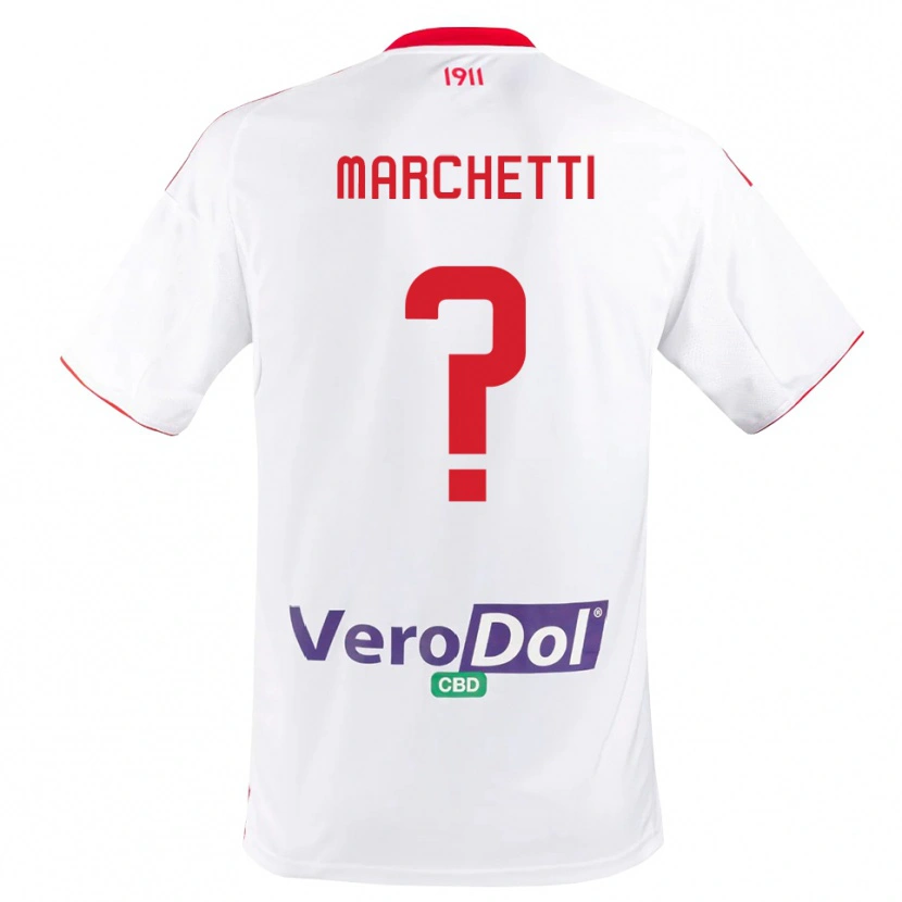 Danxen Enfant Maillot Francesco Marchetti #0 Blanc Rouge Tenues Domicile 2025/26 T-Shirt