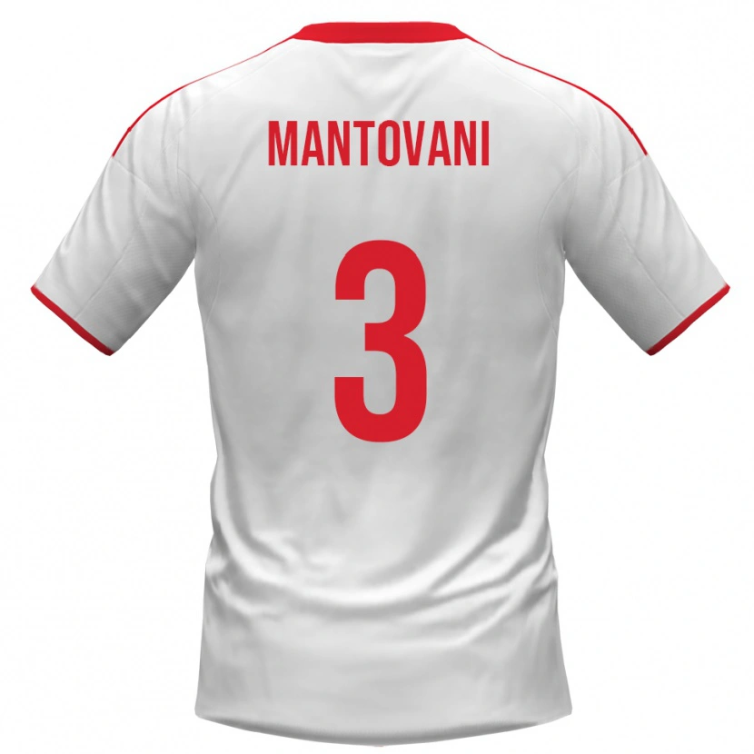 Danxen Enfant Maillot Valerio Mantovani #3 Blanc Rouge Tenues Domicile 2025/26 T-Shirt