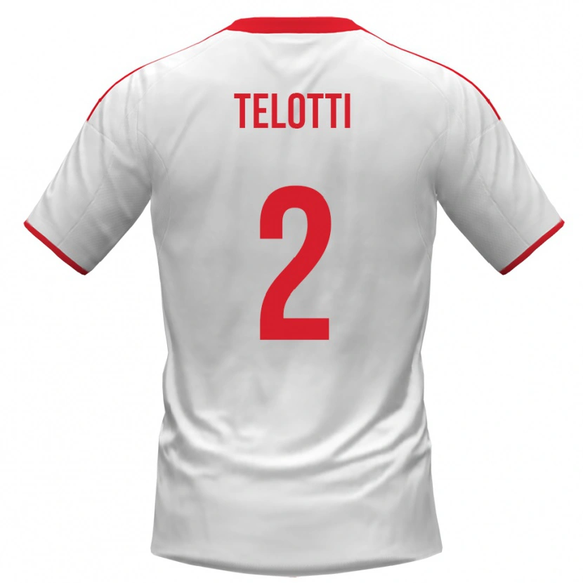 Danxen Enfant Maillot Giacomo Telotti #2 Blanc Rouge Tenues Domicile 2025/26 T-Shirt