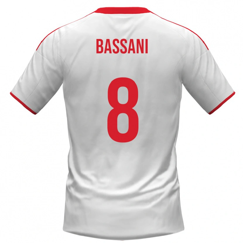 Danxen Enfant Maillot Nicolò Bassani #8 Blanc Rouge Tenues Domicile 2025/26 T-Shirt
