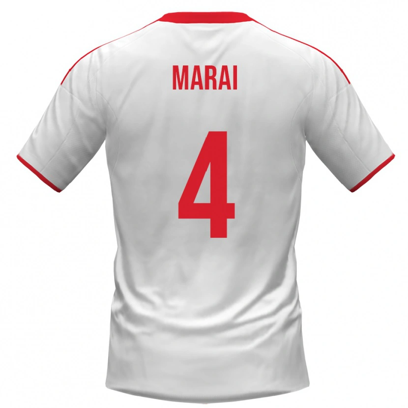 Danxen Enfant Maillot Cristian Marai #4 Blanc Rouge Tenues Domicile 2025/26 T-Shirt