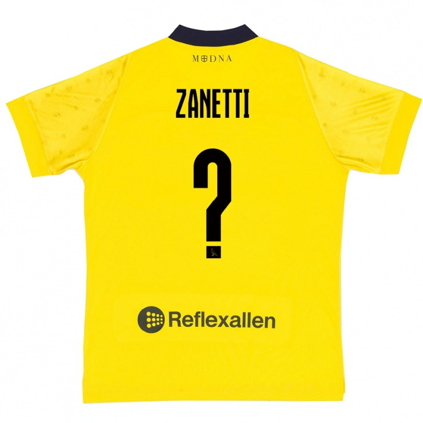 Danxen Enfant Maillot Matteo Zanetti #0 Jaune Marine Tenues Domicile 2025/26 T-Shirt