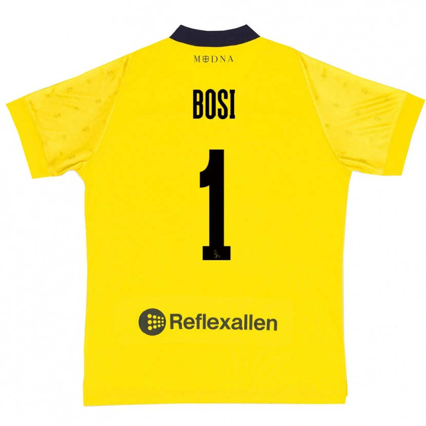 Danxen Enfant Maillot Matteo Bosi #1 Jaune Marine Tenues Domicile 2025/26 T-Shirt