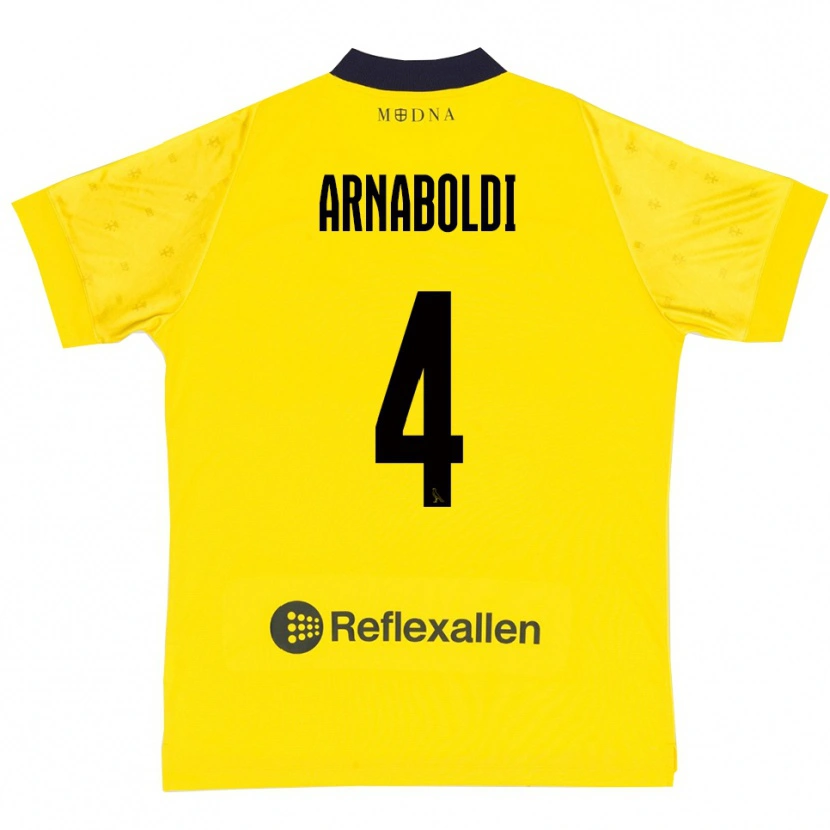 Danxen Enfant Maillot Pietro Arnaboldi #4 Jaune Marine Tenues Domicile 2025/26 T-Shirt