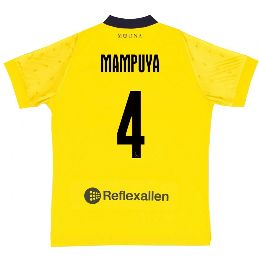 Danxen Enfant Maillot Donel Mampuya #4 Jaune Marine Tenues Domicile 2025/26 T-Shirt
