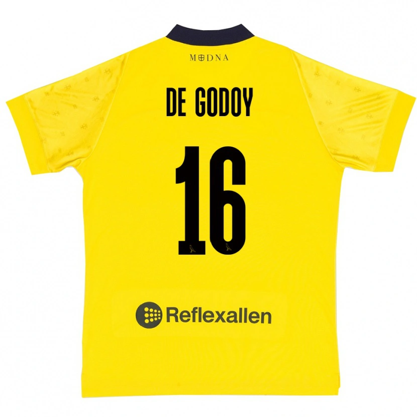Danxen Enfant Maillot Patrick Pîrv De Godoy #16 Jaune Marine Tenues Domicile 2025/26 T-Shirt