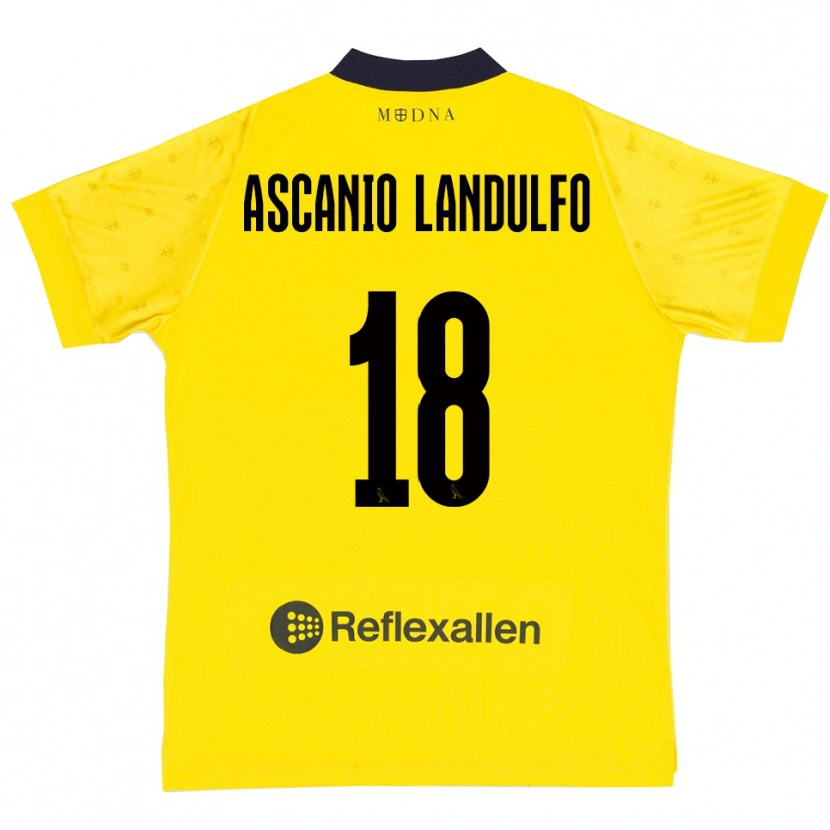 Danxen Enfant Maillot Gabriele Ascanio Landulfo #18 Jaune Marine Tenues Domicile 2025/26 T-Shirt