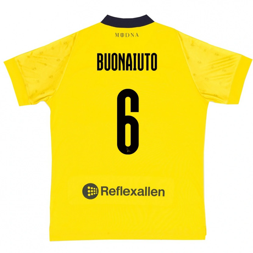 Danxen Enfant Maillot Alessandro Buonaiuto #6 Jaune Marine Tenues Domicile 2025/26 T-Shirt