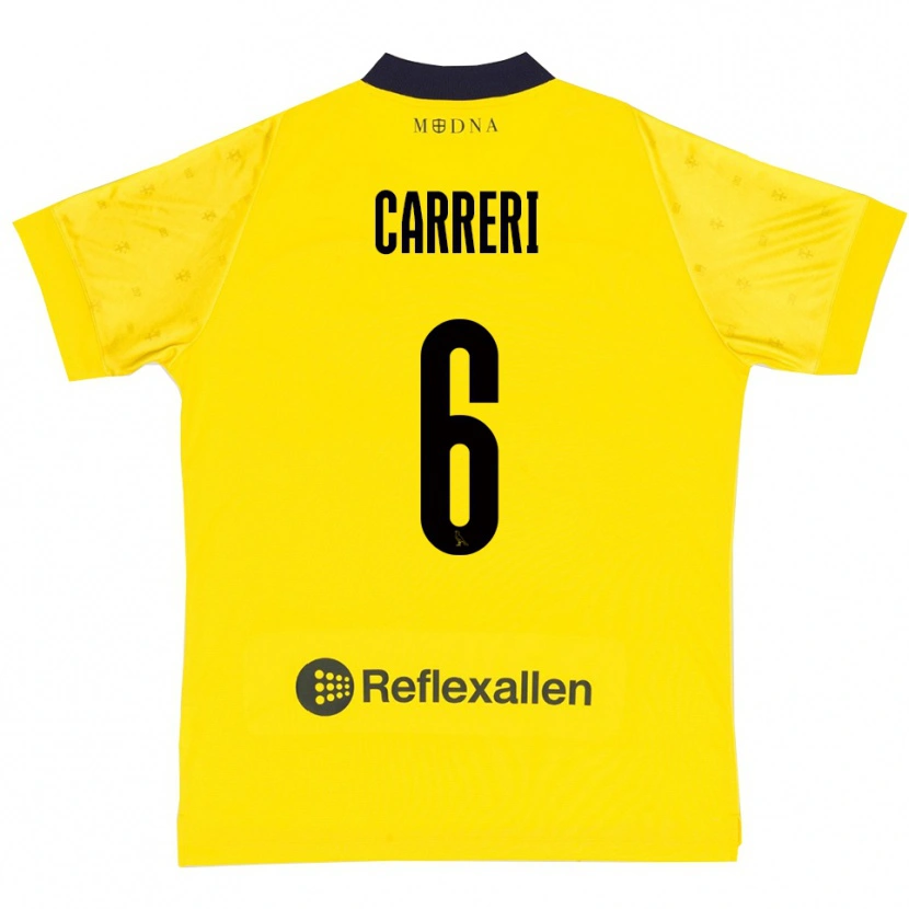 Danxen Enfant Maillot Carlo Carreri #6 Jaune Marine Tenues Domicile 2025/26 T-Shirt