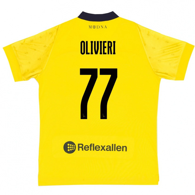Danxen Enfant Maillot Edoardo Olivieri #77 Jaune Marine Tenues Domicile 2025/26 T-Shirt