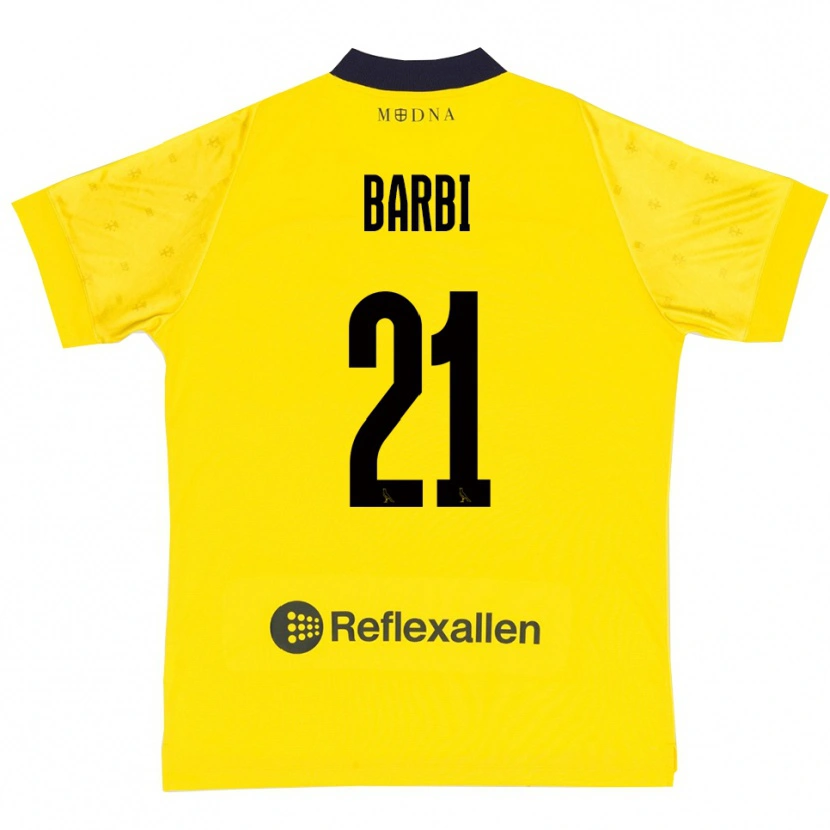 Danxen Enfant Maillot Edoardo Barbi #21 Jaune Marine Tenues Domicile 2025/26 T-Shirt