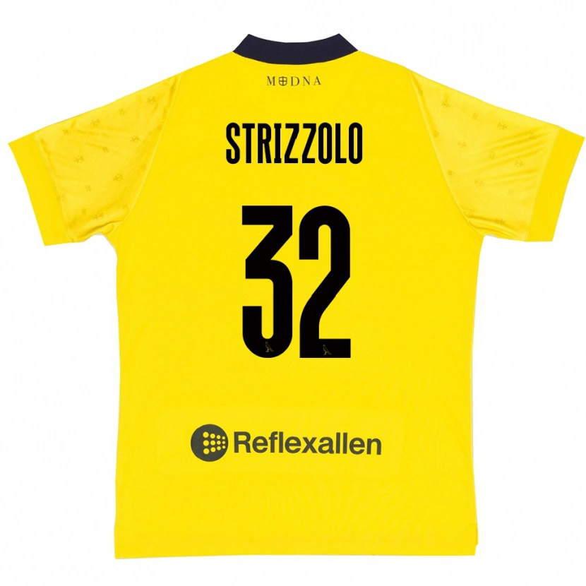Danxen Enfant Maillot Luca Strizzolo #32 Jaune Marine Tenues Domicile 2025/26 T-Shirt