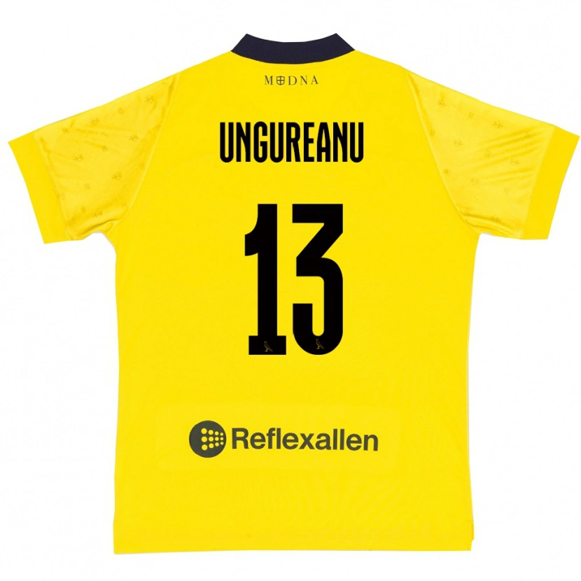 Danxen Enfant Maillot Eduard Ungureanu #13 Jaune Marine Tenues Domicile 2025/26 T-Shirt