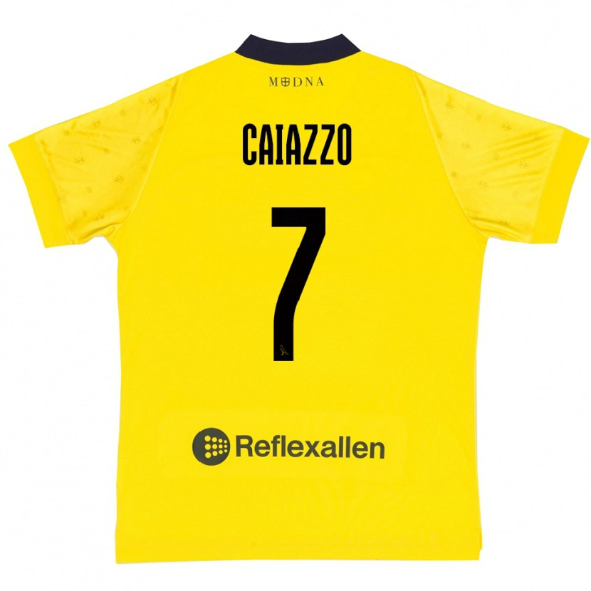Danxen Enfant Maillot Antonio Caiazzo #7 Jaune Marine Tenues Domicile 2025/26 T-Shirt